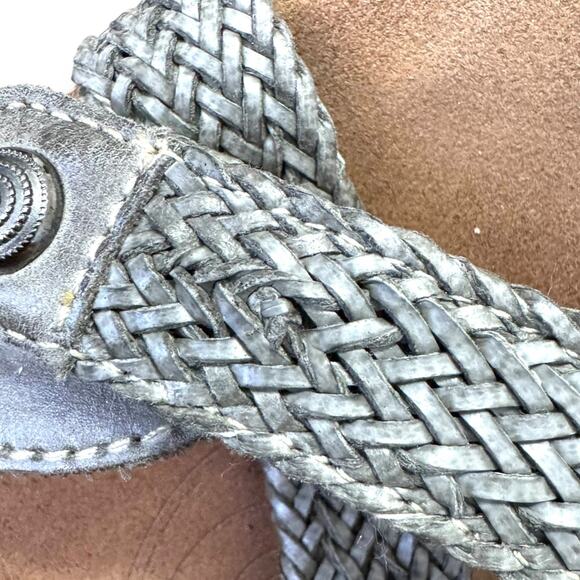 Taos Gray Leather Trulie Cushioned Adjustable Cork Sandals Women's US10 EU41 - Picture 7 of 10